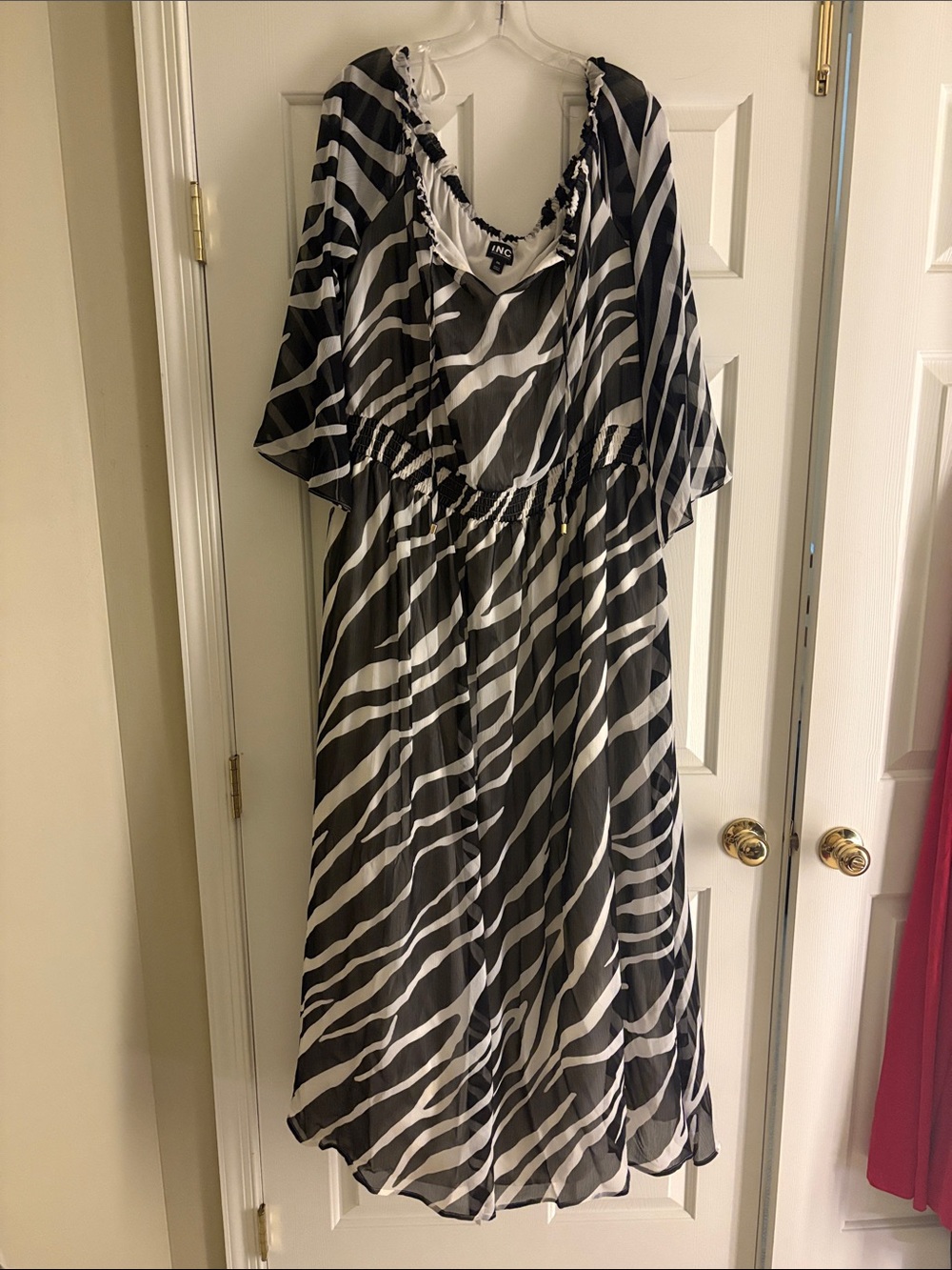 INC International Concepts Black and White Zebra Print Midi Dress